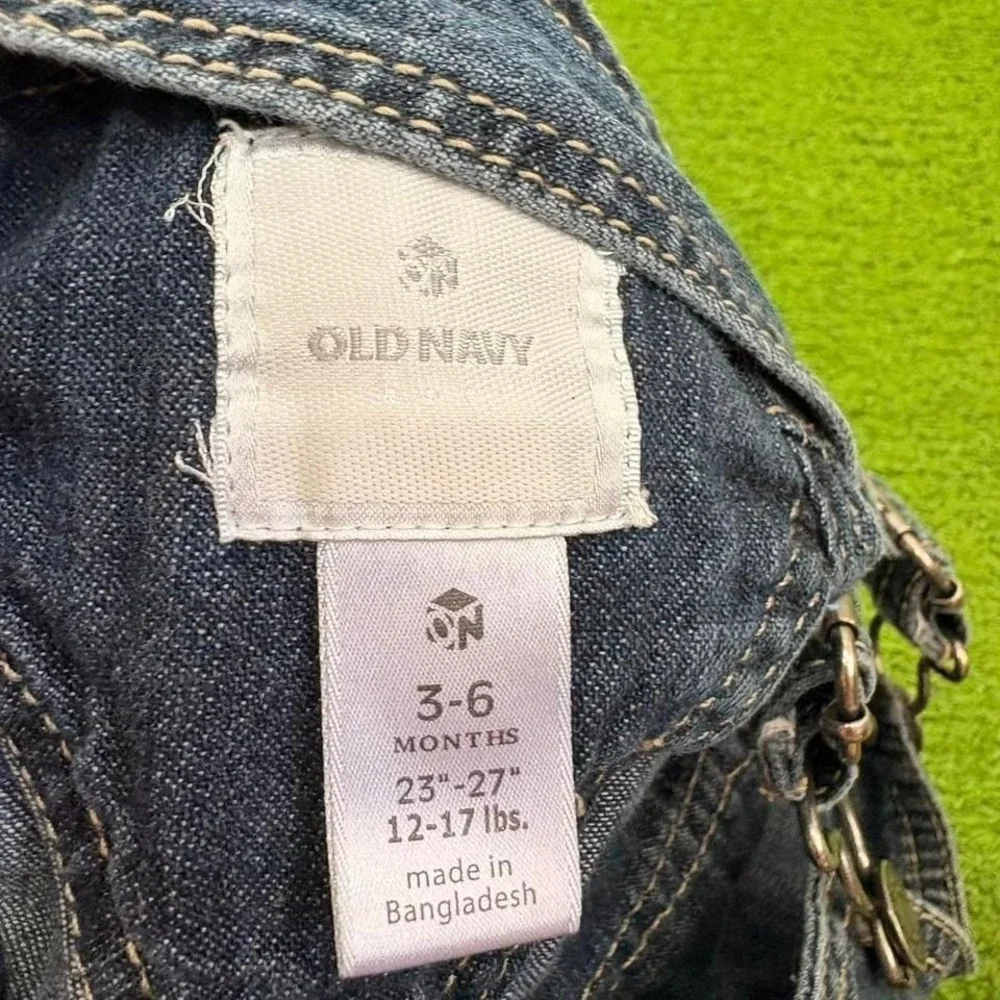 Vintage Y2K Old Navy Baby Sz 3-6M Denim Overalls Baggy